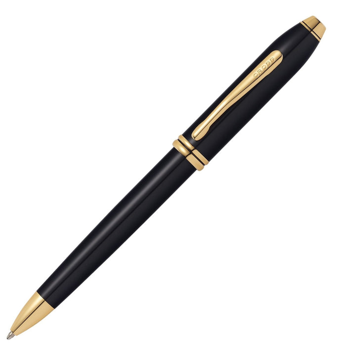 Cross Townsend Classic Black Lacquer Ballpoint Pen with Gold Trim