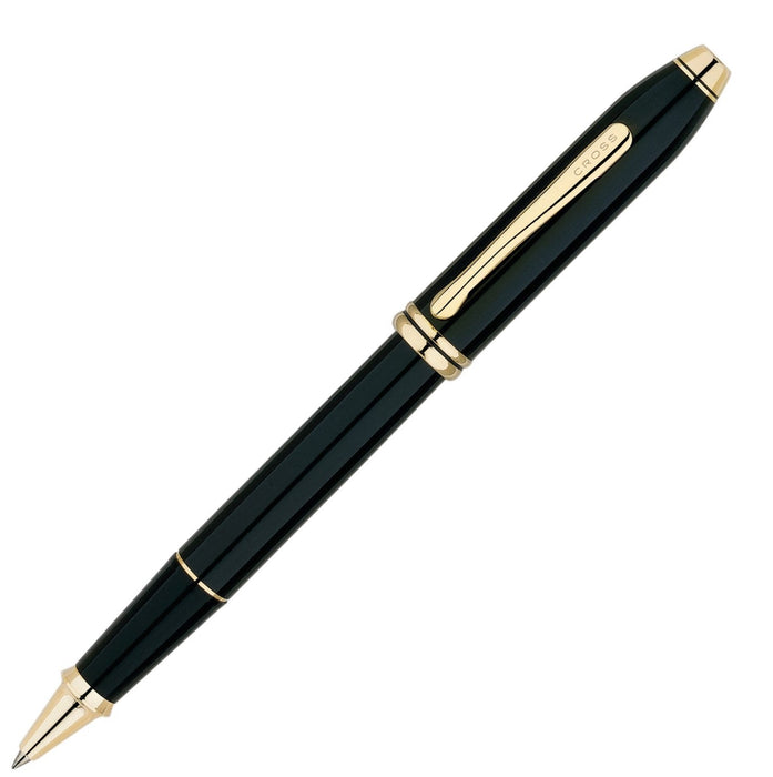 Cross Townsend Classic Black Lacquer Rollerball Pen with Gold Trim
