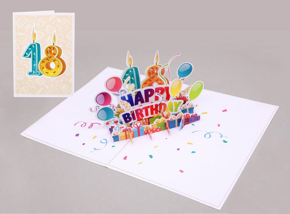 Origamo Kirigami Happy Birthday 18th Pop-Up Card