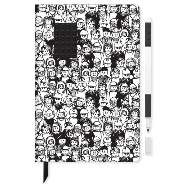 LEGO 2.0 Notebook with Gel Pen (Black and White / Minifigure Design)