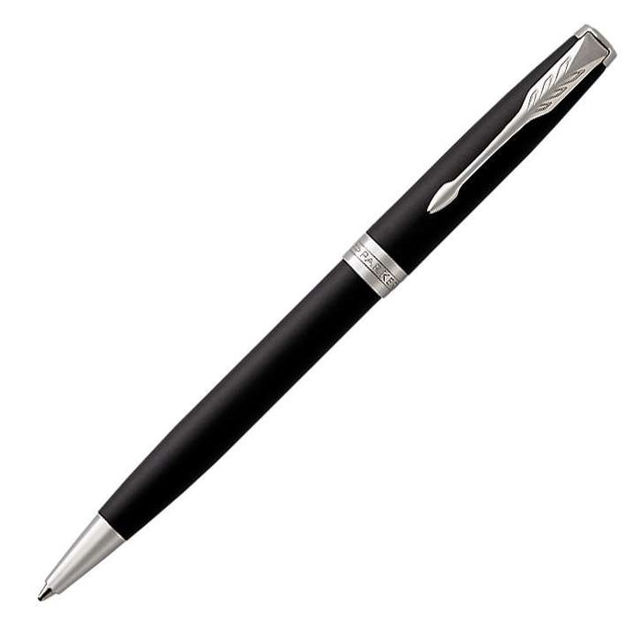 Parker Sonnet Matte Black Lacquer Ballpoint Pen Chrome Trim