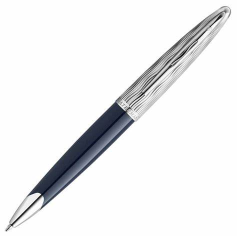 Waterman Carene Deluxe Blue Ballpoint Pen with Chrome Trim