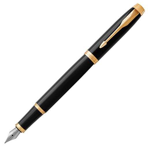 Parker IM Black Gold Trim Rollerball, Ballpoint and Leather Pen