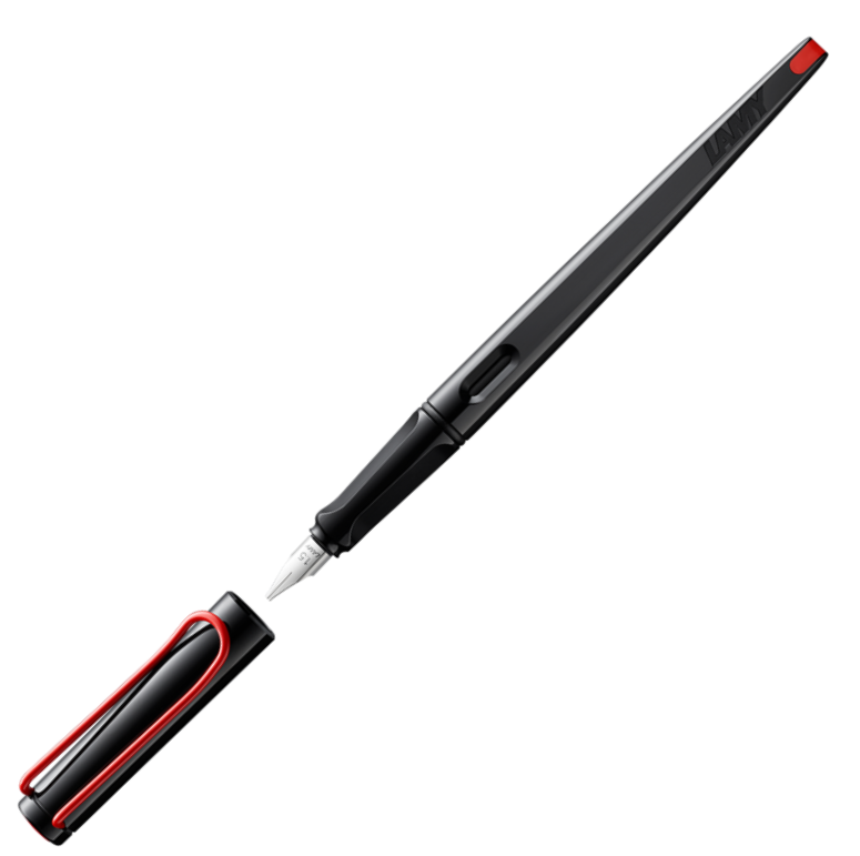 LAMY Joy Calligraphy Fountain Pen Set - Black, With 3 Interchangeable Nibs (1.1, 1.5, 1.9mm) & 5 Blue Ink Cartridges