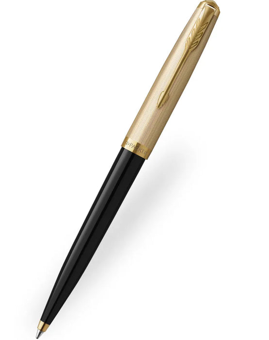 Parker 51 Deluxe Black Ballpoint Pen with Gold Trim and Cap