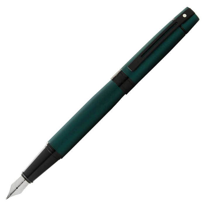 Sheaffer 300 Matte Green Lacquer Fountain Pen with Black Trim