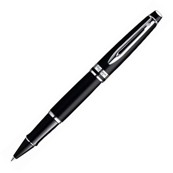 Waterman Expert Gloss Black Rollerball Pen with Chrome Trim
